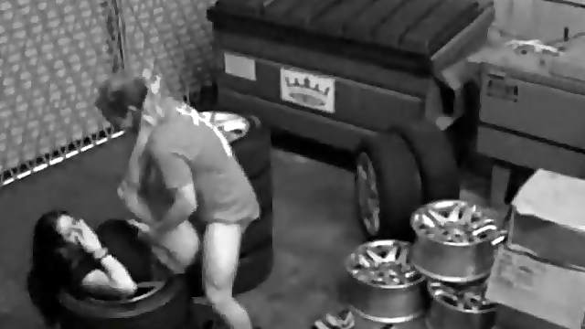 Couple fucks on pile of tires