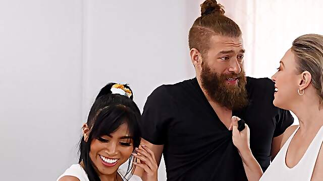 Interracial FFM threesome with Dee Williams and Ember Snow