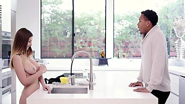 Energized beauty grants this black stud the best blowjob ahead of fucking