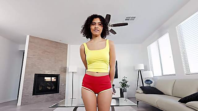 Curly beauty gives precious blowjob prior to fuck like a whore