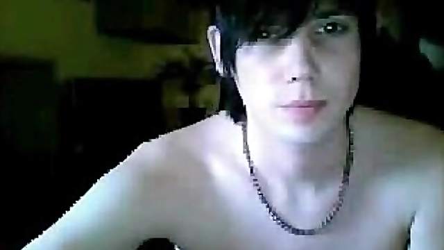 Emo boy on webcam plays with his cock
