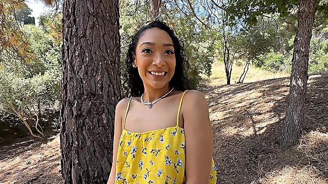 Curly teen fucks in the ass on the backseat and shares great POV