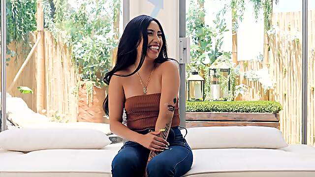 The more it slides in her fresh cherry the louder this casting model screams