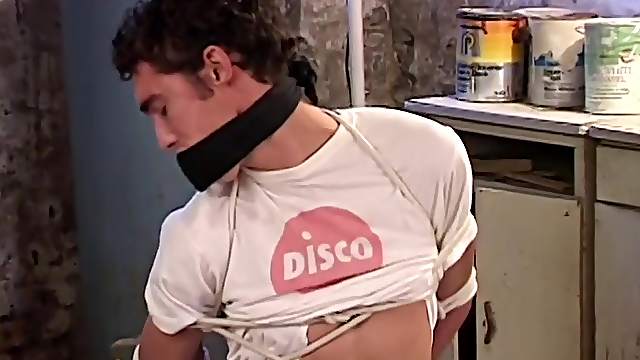 Twink sits restrained and ready for a wild anal shag