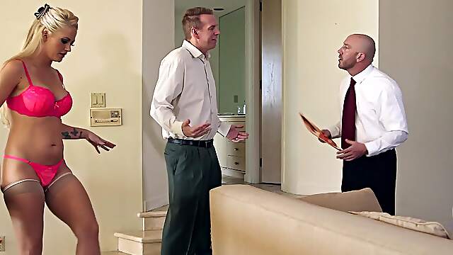 Energized blonde gets double drilled and soaked in sperm