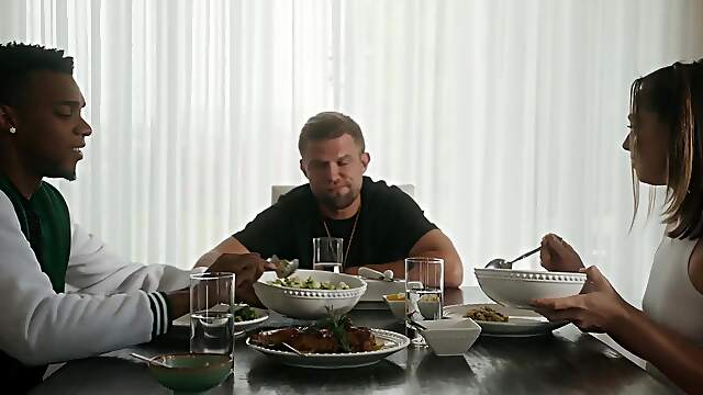 Sophia Burns rides lawson's cock while vince watches