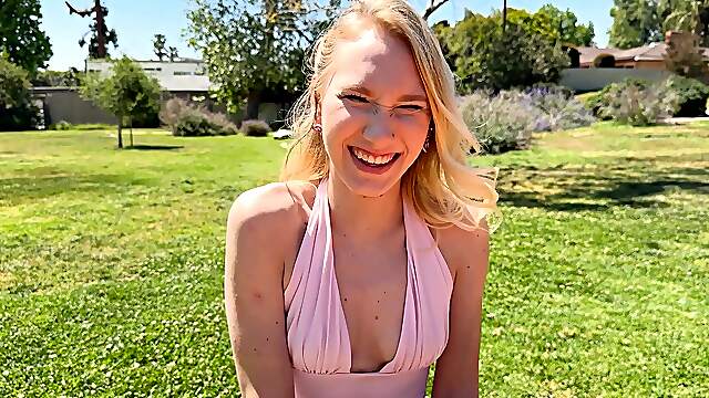 Two cute girls, peaches and mckenna, having sex with a guy in pov style