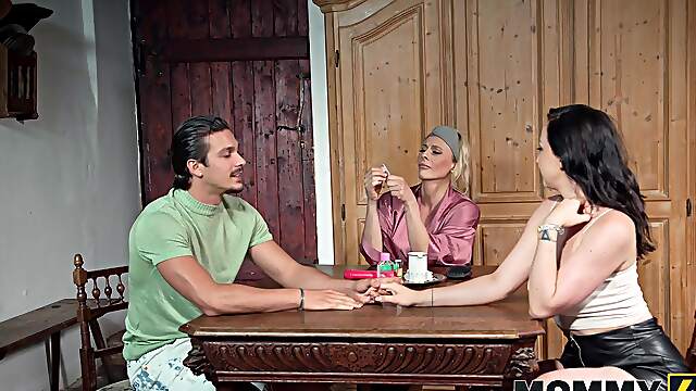 Brittany Bardot moaning from intense action with Joe Di Marco, showcasing her versatility as a milf.