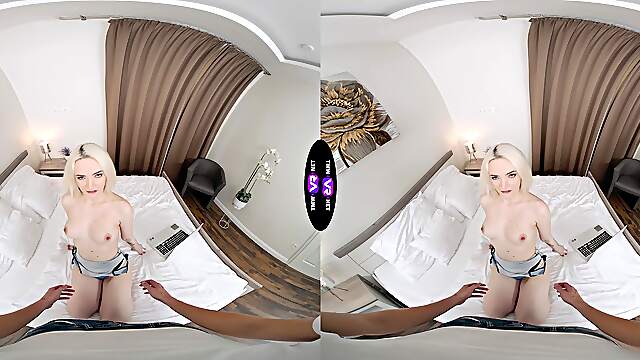 A pale girl with big natural tits fucks with her boyfriend