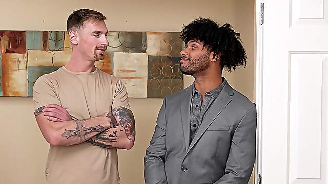 Tony Genius and Josh Reaper in intense interracial anal action, riding and 69 sex.