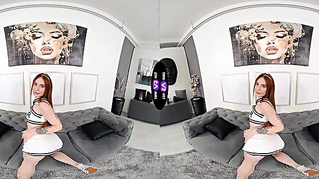 Redhead hottie Vilora Efi fingers her pussy and asshole in doggy style