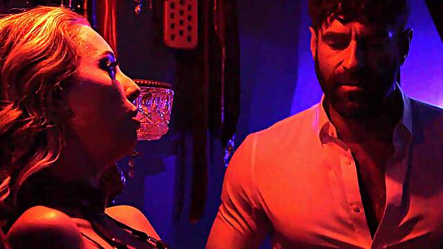 Millie's fishnets tantalize as Ken plunges deep in doggy
