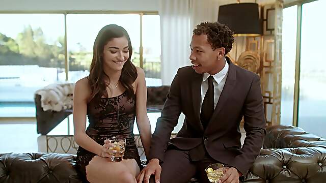 Two hot babes, emily and ricky, enjoy a passionate interracial threesome