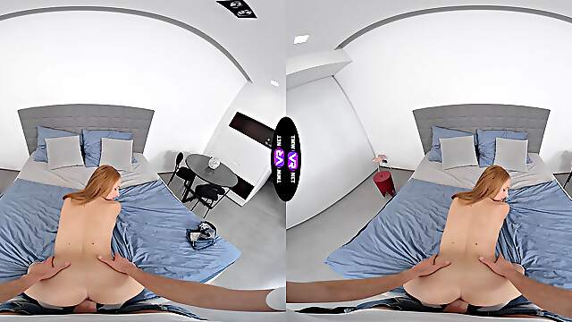 Redheaded vixen Lucianna Luci deepthroats in VR as she flips into raunchy positions