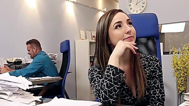 Bambi Brooks gets her big naturals sucked in the office by Tony D