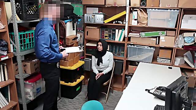 Arab couple in the office, Ella's massive naturals on display