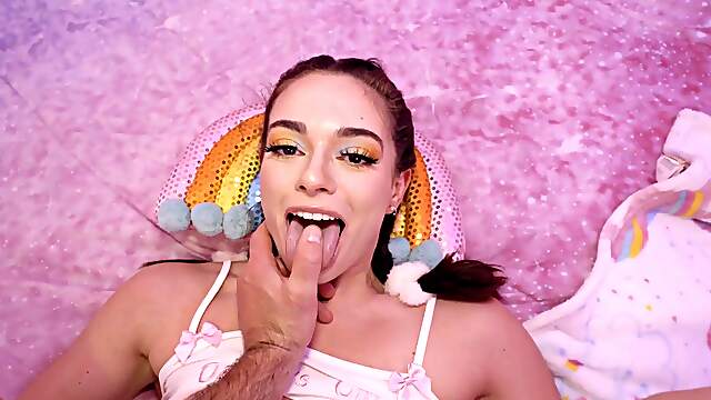 Dirty Dera dominates sultry Sophia in raunchy POV blowjob