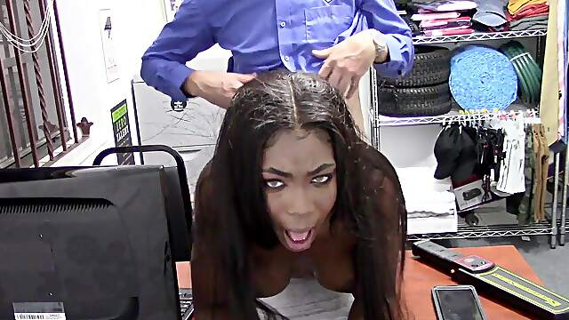 Ebony goddess Tori and hunky boss Brian indulge in a steamy office tryst