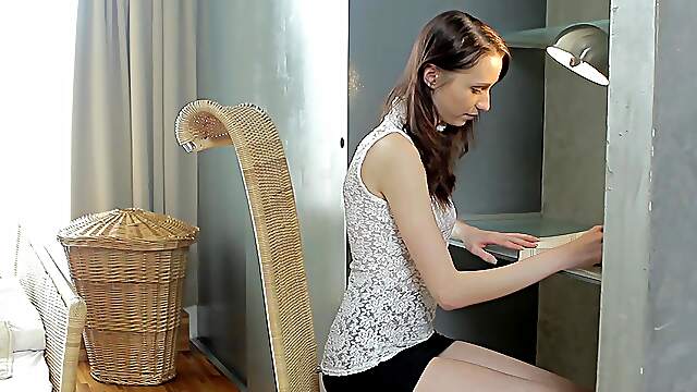 Teen Alina's naughty blowjob in a mini-skirt
