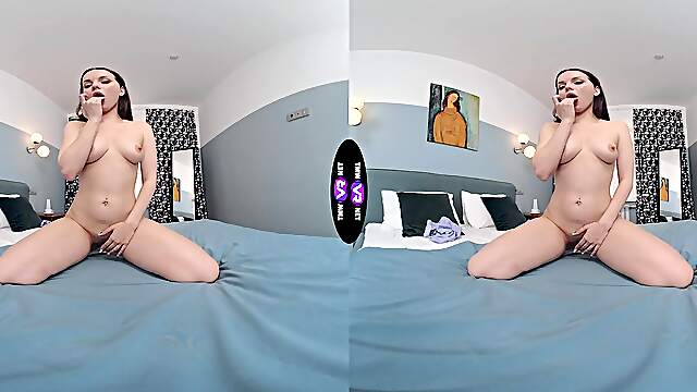 Naughty Maddy's nimble fingers find pleasure in her private parts