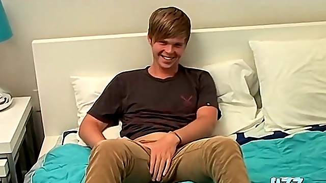 Sweet twink with a great smile strokes his dick