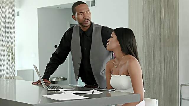 Deep insertion for her tight Asian cunt in restless home XXX